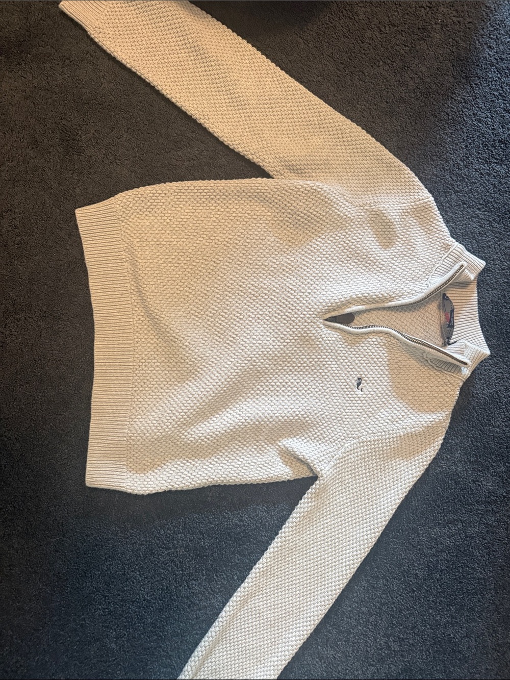Vineyard Vines Cream Textured Quarter-Zip Sweater